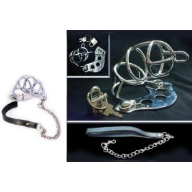 Pénisz ketrec erényöv pórázzal.