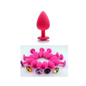 Pink szilikon anál plug csillogó véggel-közepes méret.