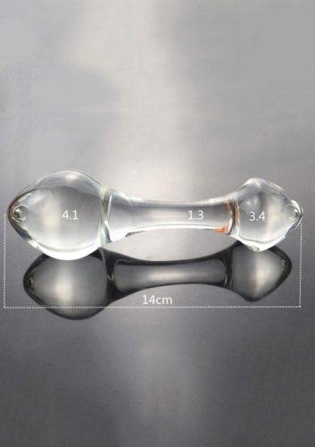 Evans kétvégű üveg dildó -14cm