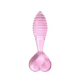 EUTIM pink üveg anal plug szívvel-12cm