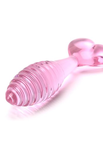 EUTIM pink üveg anal plug szívvel-12cm